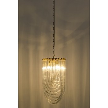 Pendul MURANO S King Home, E14 40W, metal gold cu fasii din sticla transparenta - 1