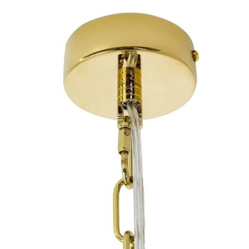 Pendul MURANO S King Home, E14 40W, metal gold cu fasii din sticla transparenta - 1