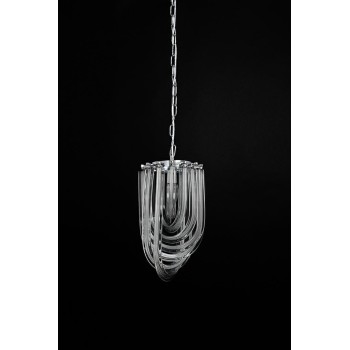 Pendul MURANO S King Home, E14 40W, metal crom cu fasii din sticla transparenta - 1
