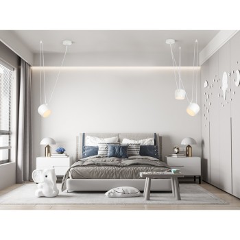 Pendul EYE King Home MD20502-A-200.WH.2, LED 15W, 1200lm, aluminiu, alb - 1