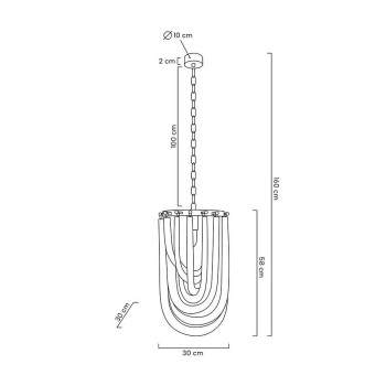 Pendul MURANO L King Home, E14 3x40W, metal crom cu fasii din sticla transparenta - 1