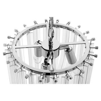 Pendul MURANO L King Home, E14 3x40W, metal crom cu fasii din sticla transparenta - 1
