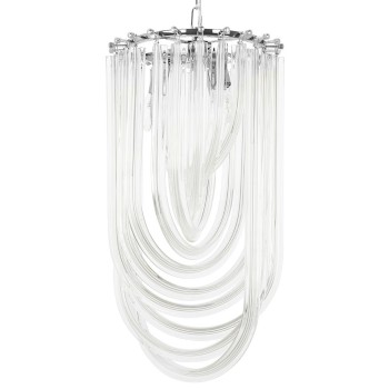 Pendul MURANO L King Home, E14 3x40W, metal crom cu fasii din sticla transparenta - 1