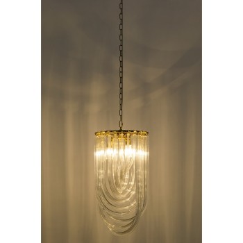 Pendul MURANO L King Home, E14 3x40W, metal gold cu fasii din sticla transparenta - 1