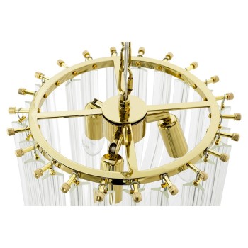 Pendul MURANO L King Home, E14 3x40W, metal gold cu fasii din sticla transparenta - 1