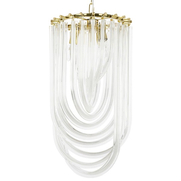 Pendul MURANO L King Home, E14 3x40W, metal gold cu fasii din sticla transparenta - 1
