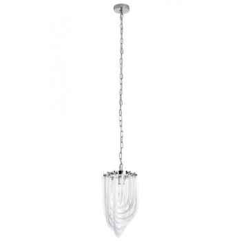 Pendul MURANO S King Home, E14 40W, metal crom cu fasii din sticla transparenta - 1