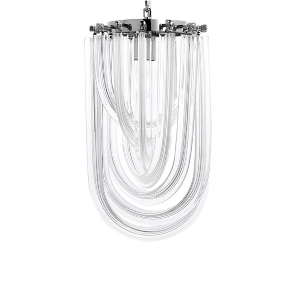 Pendul MURANO S King Home, E14 40W, metal crom cu fasii din sticla transparenta - 1