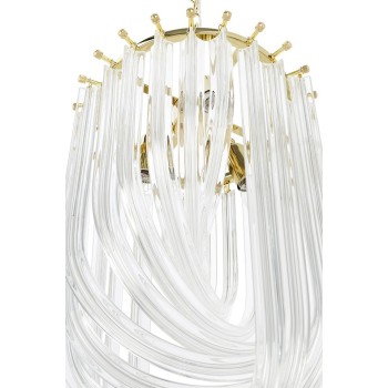 Pendul MURANO S King Home, E14 40W, metal gold cu fasii din sticla transparenta - 1