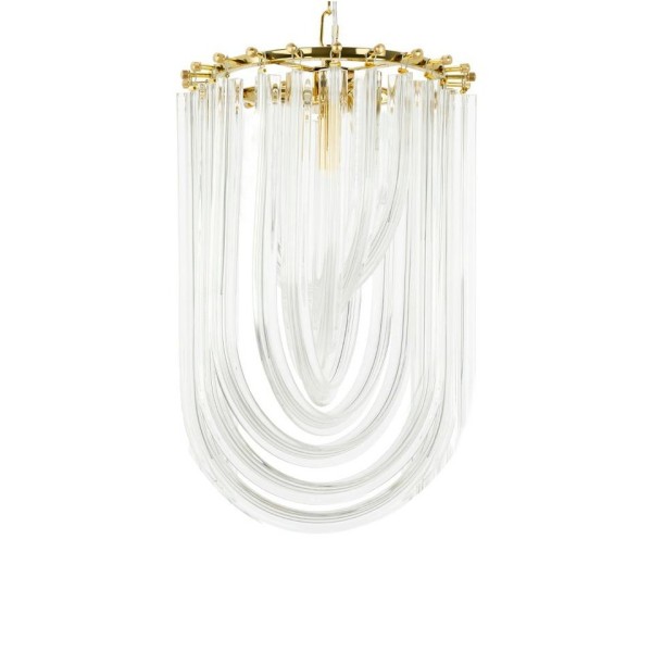 Pendul MURANO S King Home, E14 40W, metal gold cu fasii din sticla transparenta - 1