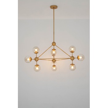 Lustra ASTRIFERO Moosee MSE010100182, E27 10x40W, metal auriu, sticla chihlimbar - 1