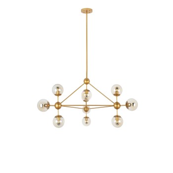Lustra ASTRIFERO Moosee MSE010100182, E27 10x40W, metal auriu, sticla chihlimbar - 1