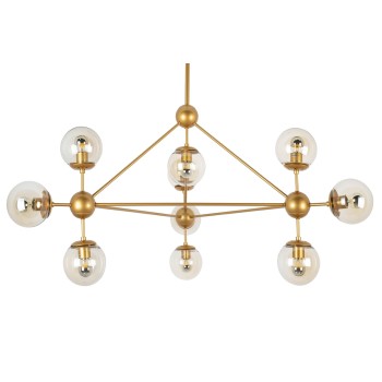 Lustra ASTRIFERO Moosee MSE010100182, E27 10x40W, metal auriu, sticla chihlimbar - 1