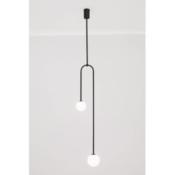 Pendul LOW Moosee MSE010100261, G9 2x40W, metal negru, sticla alba - 1