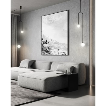 Pendul LOW Moosee MSE010100261, G9 2x40W, metal negru, sticla alba - 1