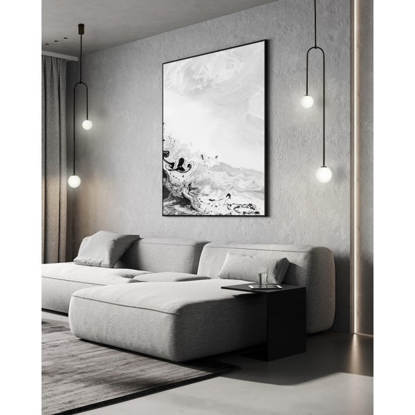 Pendul LOW Moosee MSE010100261, G9 2x40W, metal negru, sticla alba - 1