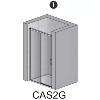 Usa de dus culisanta stanga 120 cm din 2 piese, SanSwiss CADURA CAS2, profil auriu, sticla securizata 6mm - 1