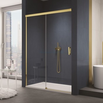 Usa de dus culisanta stanga 120 cm din 2 piese, SanSwiss CADURA CAS2, profil auriu, sticla securizata 6mm - 1