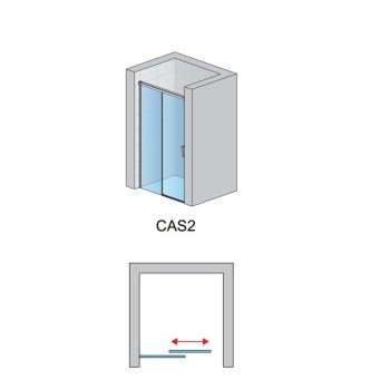 Usa de dus culisanta stanga 140 cm din 2 piese, SanSwiss CADURA CAS2, profil crom, sticla securizata 6mm - 1