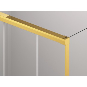 Cabina de dus cu usa culisanta dreapta 120 cm + perete fix 90 cm, SanSwiss CADURA CAS2+CAST,  profil auriu, sticla 6mm - 1