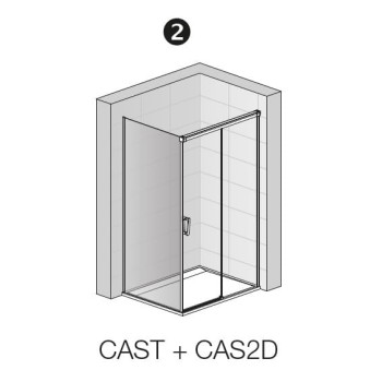 Cabina de dus cu usa culisanta dreapta 140 cm + perete fix 90 cm, SanSwiss CADURA CAS2+CAST,  profil auriu, sticla 6mm - 1
