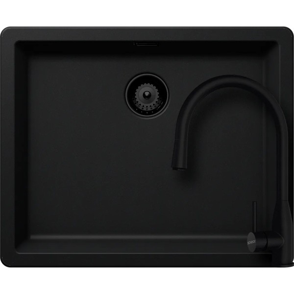 Set chiuveta Schock Greenwich N-100L 556 x 456 mm Cristadur Puro cu baterie Kavus cu cap extractibil si parti vizibile Puro - 1
