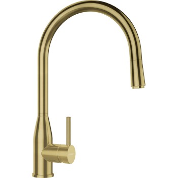 Set chiuveta Schock Greenwich N-100L 556 x 456 mm Cristadur Polaris cu baterie Kavus cu cap extractibil si parti vizibile Gold