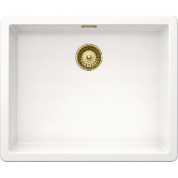 Set chiuveta Schock Greenwich N-100L 556 x 456 mm Cristadur Polaris cu baterie Kavus cu cap extractibil si parti vizibile Gold
