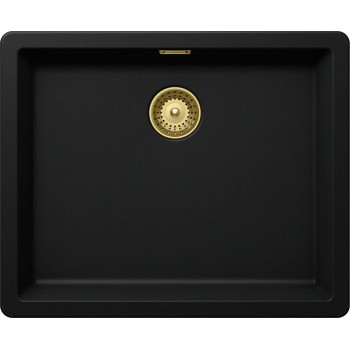 Set chiuveta Schock Greenwich N-100L 556 x 456 mm Cristadur Puro cu baterie Kavus cu cap extractibil si parti vizibile Gold