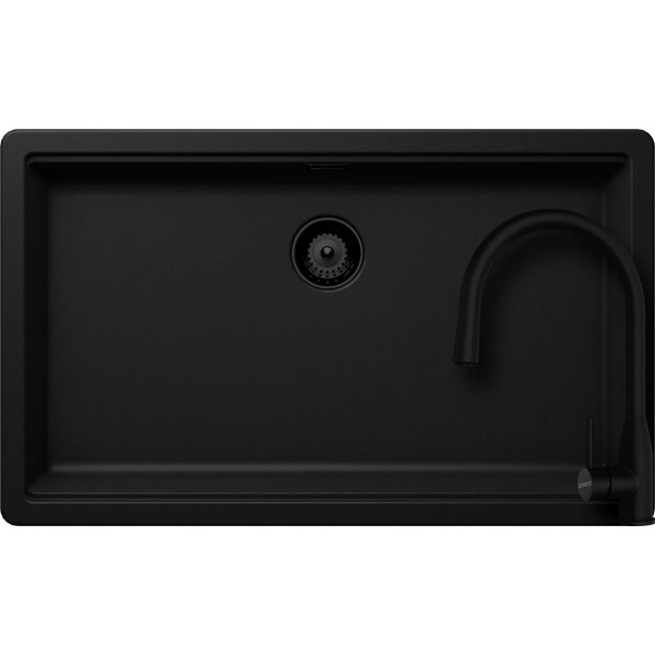 Set chiuveta Schock Greenwich N-100XL 750 x 455 mm Cristadur Puro si baterie Kavus cu cap extractibil si parti vizibile Puro - 1