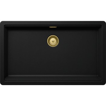 Set chiuveta Schock Greenwich N-100XL 750 x 455 mm Cristadur Puro si baterie Kavus cu cap extractibil si parti vizibile Gold