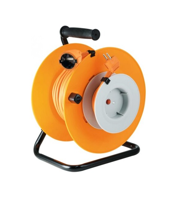 Prelungitor cu tambur si stecher Home HJR 24-30, cablu 27+3m, 3x1.0 mm2, IP20, cadru metalic