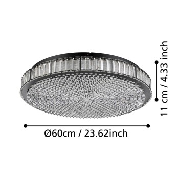 Plafoniera Eglo BALPARDA 390249, LED dimabil 30W, 3120lm, 4000k, otel negru cu abajur din cristale - 1