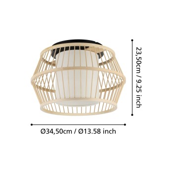 Plafoniera Eglo MONTERROSO 390232, E27 40W, otel negru cu abajur natur alb - 1