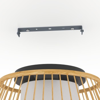 Plafoniera Eglo MONTERROSO 390232, E27 40W, otel negru cu abajur natur alb - 1