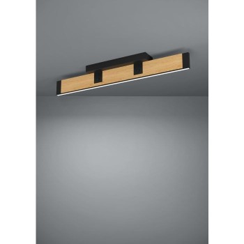 Plafoniera Eglo CAMINARRO 390224, LED dimabil 27W, 3240lm, 3000K, otel negru lemn maro - 1
