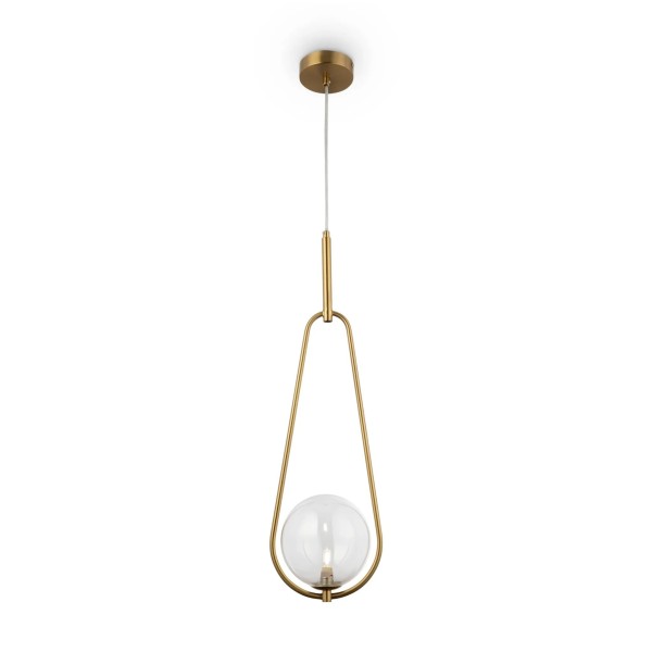 Pendul Bumble MAYTONI, G9 1x35W, culoare alama cu abajur din sticla transparenta