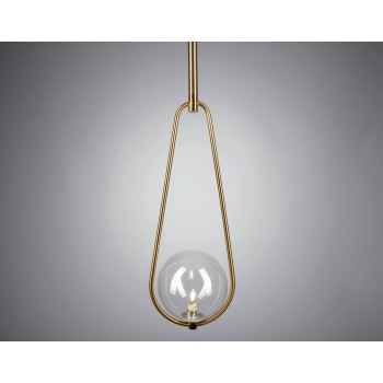 Pendul Bumble MAYTONI, G9 1x35W, culoare alama cu abajur din sticla transparenta