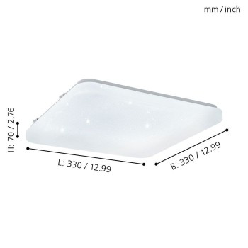 Plafoniera Eglo FRANIA-S 97882, LED 14.6W, 1600lm, 3000K, otel , alb, plastic, alb, cristal - 1