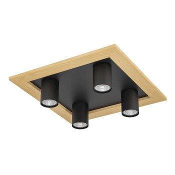 Plafoniera Eglo VALCASOTTO 1 900435, LED 4x4.5W, otel, negru, lemn, maro - 1