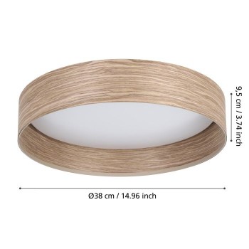 Plafoniera Eglo LUPPINERIA 900463, LED 20W, 2400lm, 3000K, otel , alb, lemn, maro - 1