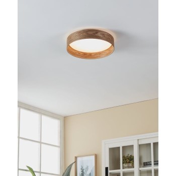 Plafoniera Eglo LUPPINERIA 900463, LED 20W, 2400lm, 3000K, otel , alb, lemn, maro - 1