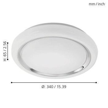 Plafoniera Eglo CAPASSO 96023, LED 18W, 25000h, 3000K, otel, alb, plastic, crom - 1