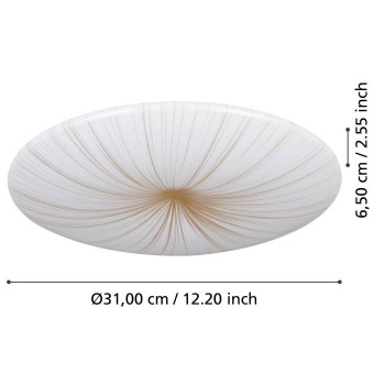 Plafoniera Eglo NIEVES 1 900499, LED 19.5W, 2300lm, 3000K, otel, alb, plastic, auriu - 1