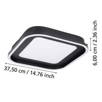Plafoniera Eglo CALAGRANO 900602, LED dimabil 11W, 1600lm, 3000-6500K, otel, negru, plastic, alb - 1