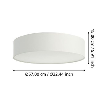 Plafoniera Eglo ROMAO-Z 900439, LED dimabil 35W, RGB, 3500lm, 2700-6500K, otel, alb, textil, plastic, alb - 1