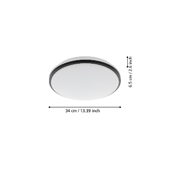 Plafoniera Eglo PINETTO 900366, LED 15.6W, 1900lm, 4000K, otel, alb, plastic, negru - 1