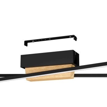 Plafoniera Eglo PANAGRIA 900488, LED dimabil 2x13W, 3120lm, 3000K, otel, negru, aluminiu, lemn, plastic, alb - 1
