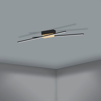 Plafoniera Eglo PANAGRIA 900488, LED dimabil 2x13W, 3120lm, 3000K, otel, negru, aluminiu, lemn, plastic, alb - 1