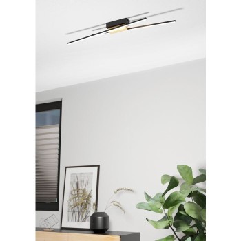 Plafoniera Eglo PANAGRIA 900488, LED dimabil 2x13W, 3120lm, 3000K, otel, negru, aluminiu, lemn, plastic, alb - 1